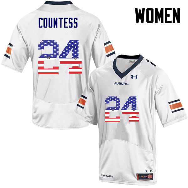 Women #24 Blake Countess Auburn Tigers USA Flag Fashion College Football Jerseys-White - Click Image to Close